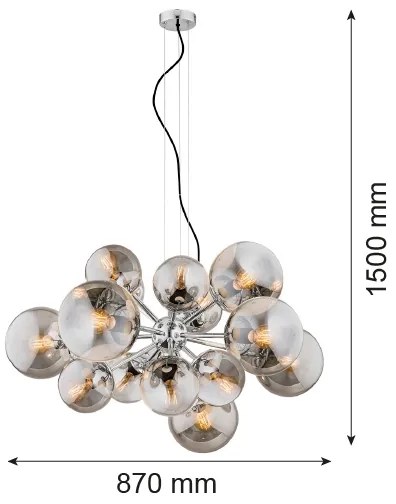 Argon 5022 - Csillár zsinóron SATELITE 15xE27/15W/230V fényes króm