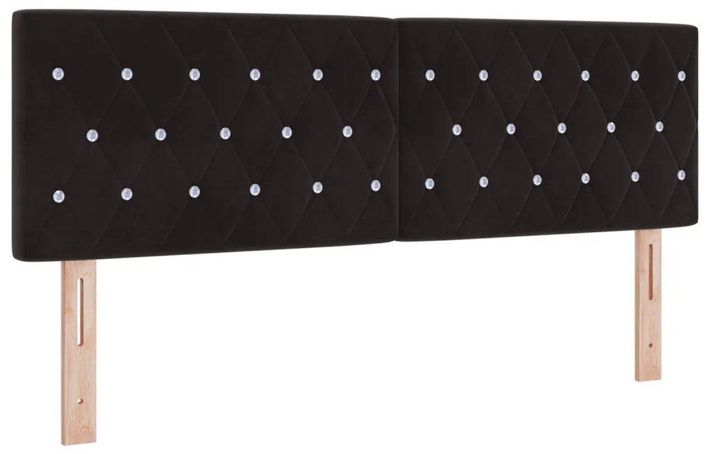 Boxspring Ágy Mattal Fekete 140x200 cm Bársony