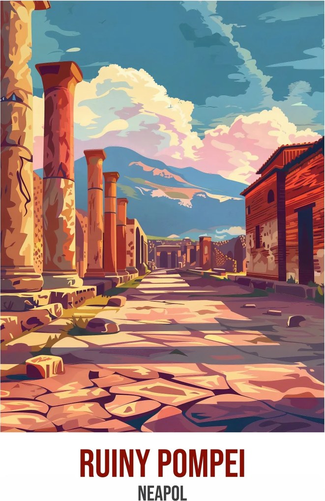 Poszter 39,5x55cm Pompei romjai