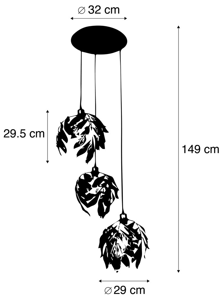 Vintage lógólámpa antik arany kerek 3-lámpás - Linden