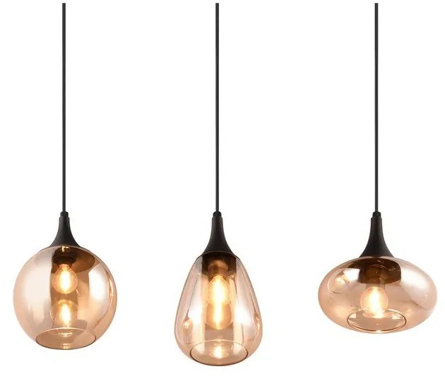 Fekete-narancssárga függőlámpa üveg búrával Lumina – Trio