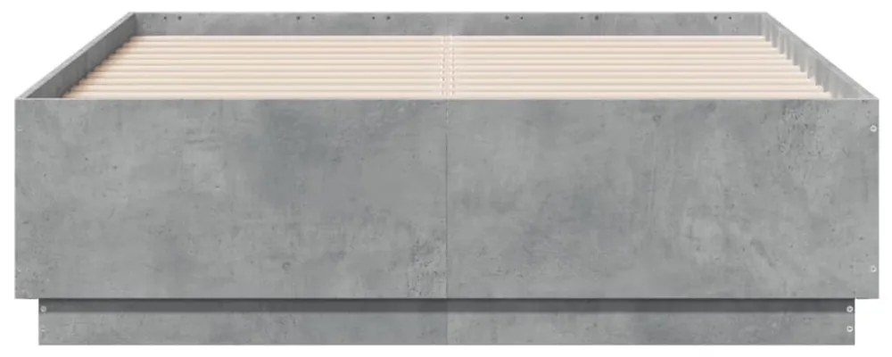 betonszürke szerelt fa ágykeret 135 x 190 cm
