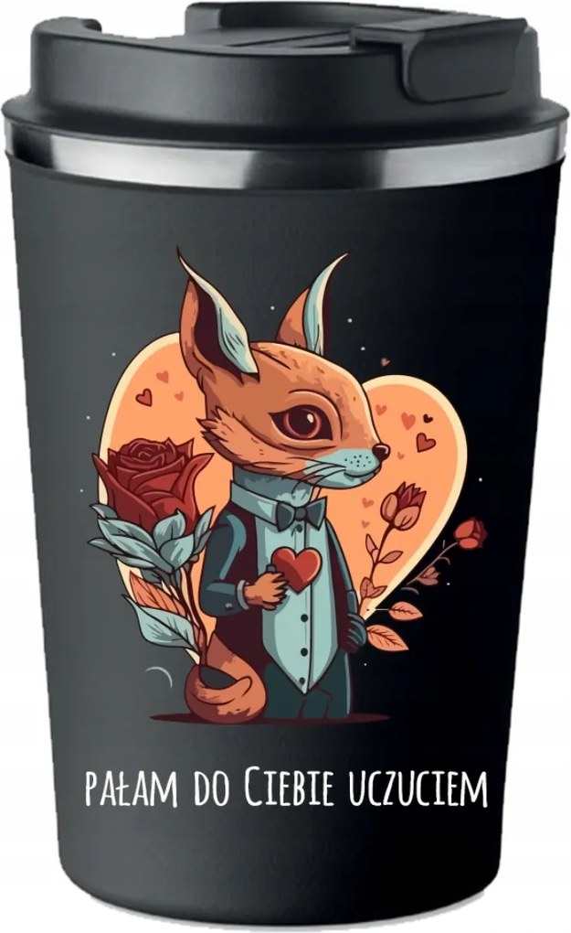 Prémium termo bögre fekete Ajándék Valentin Napra KT_270