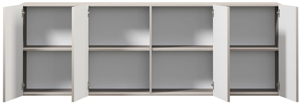 Lorini fali négyajtós komód 200 cm - kasmír / fekete T-bar fogantyúk