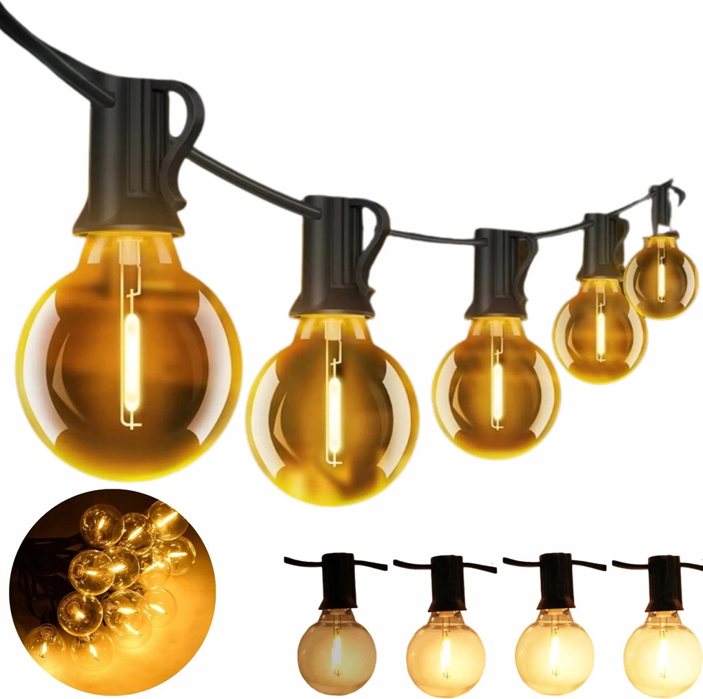 Girlanda Kerti lámpák 25db vízálló fénylánc zsinór