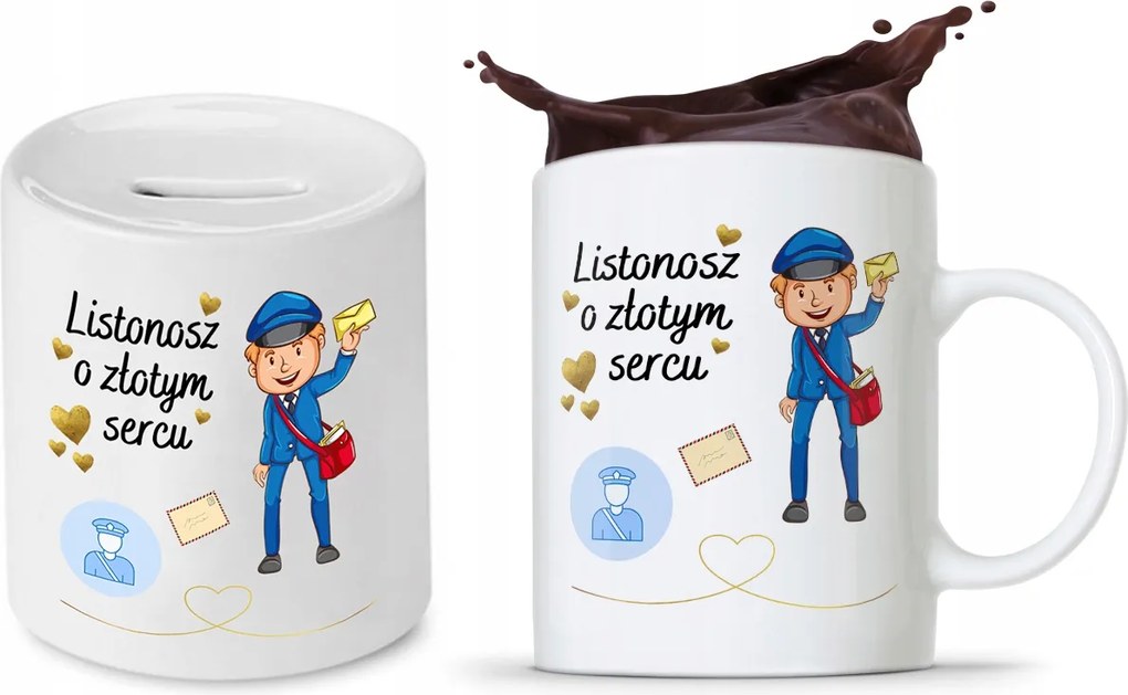 Postásnak Bögre Persely Szett Ajándék fényképes nyomtatással