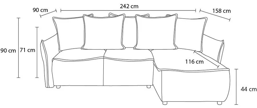 Krémszínű kinyitható sarokkanapé (jobb oldali) Leon – Bobochic Paris
