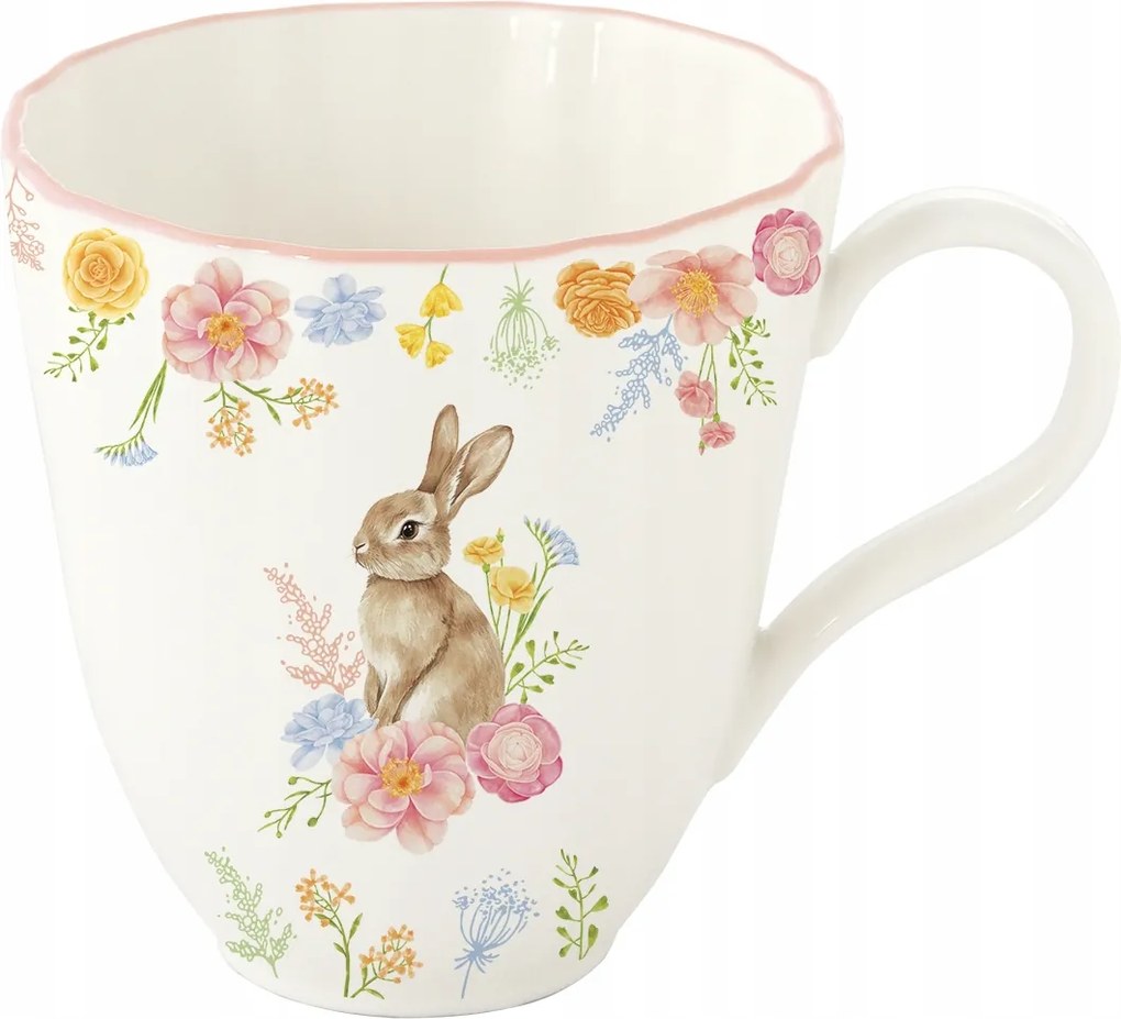 Porcelán bögre 320 ml Easy Life nyúl virágok Húsvéti porcelán