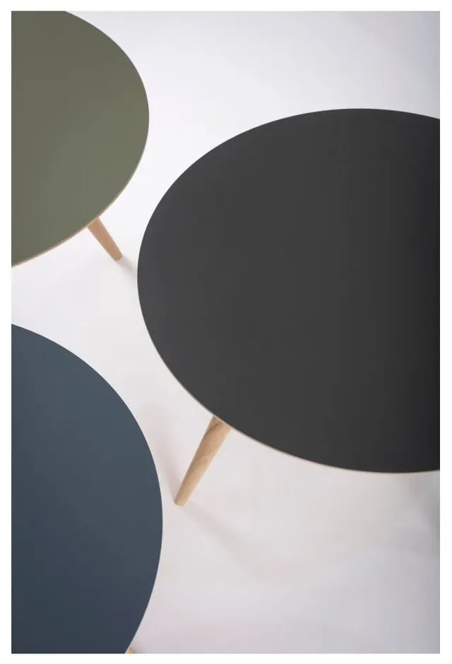 Arp tölgyfa tárolóasztal fekete asztallappal, ⌀ 55 cm - Gazzda