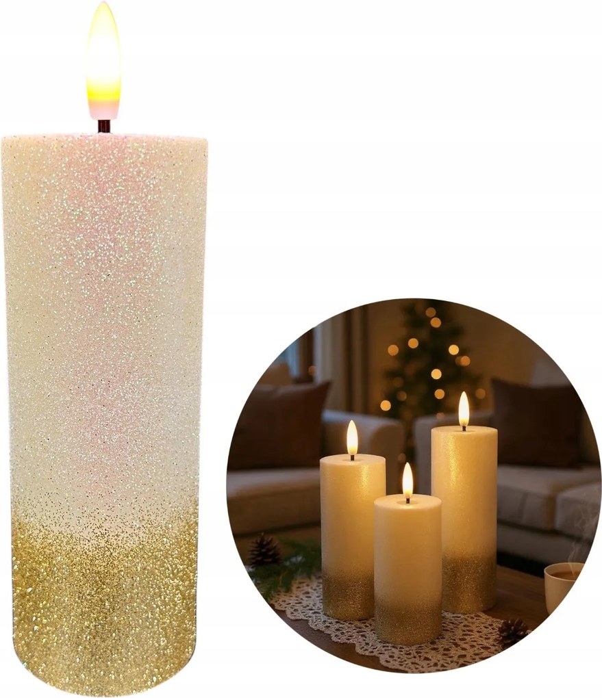 Gyertya Led Betét Nagy Örök Led Gyertya Elemes Láng Effekt 16cm