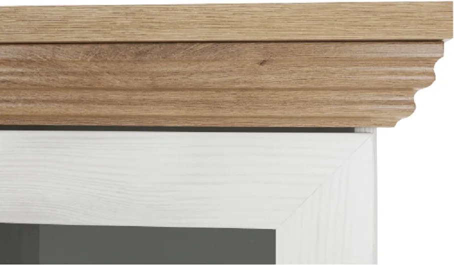 vitrines szekrény, északi sosna/vadtölgy, ROYAL W2D