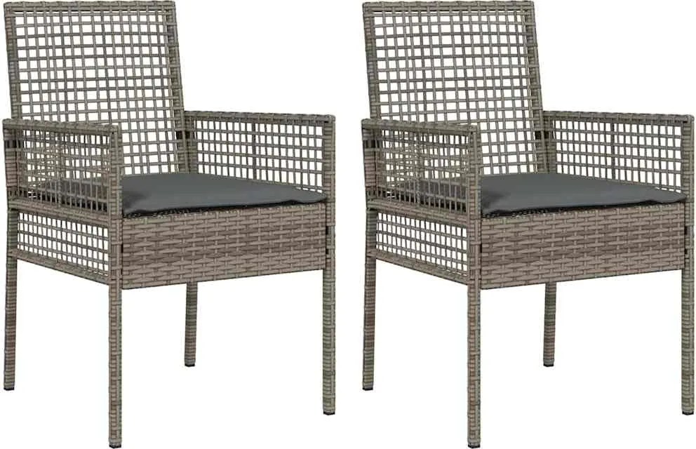 vidaXL Kerti Szék párnával 2 pcs Szürke 55 x 53 x 85 cm polirattan