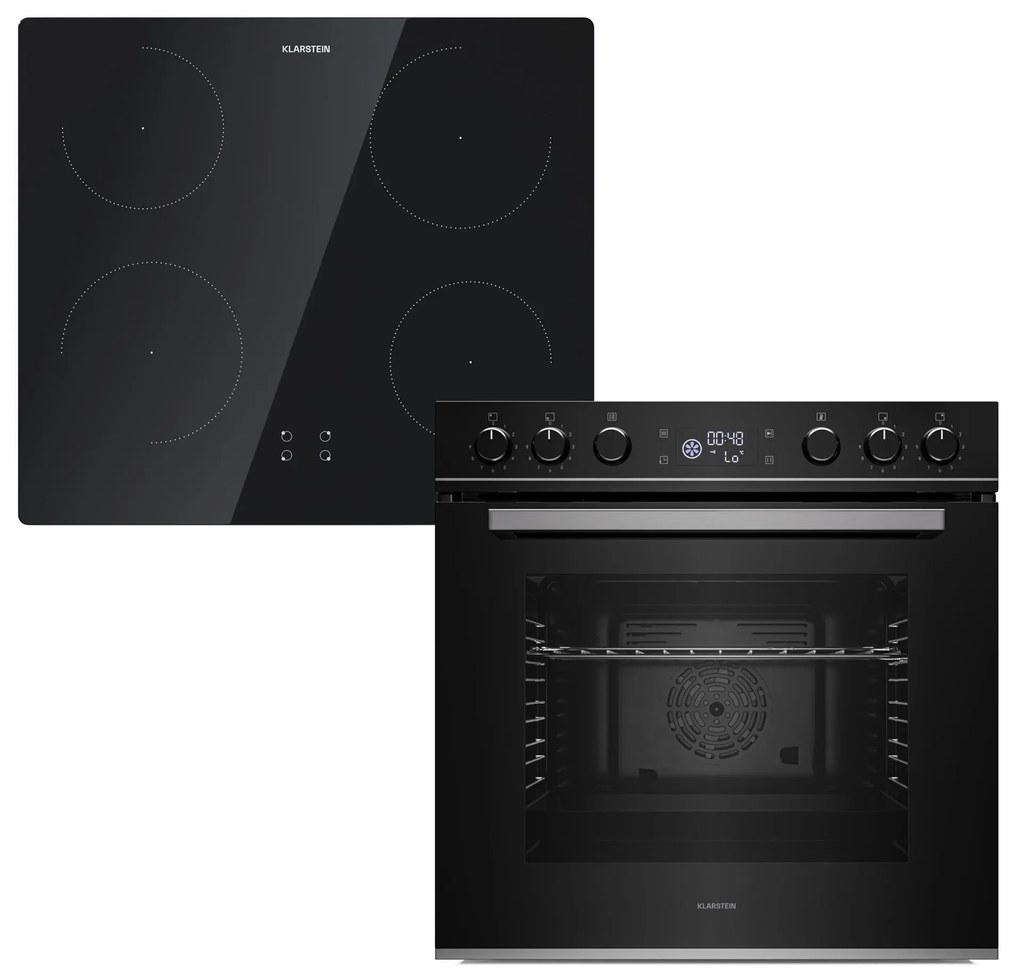 Klarstein ControlSync sütő és indukciós főzőlap szett, 9 funkció, 4 főzőzóna, 72 l űrtartalom