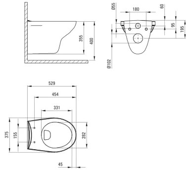 Deante CMOD6SPW - Fali WC SoftClose ülőkével BORO kerámia/fehér