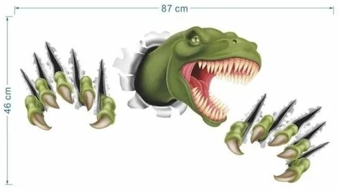 Öntapadó dekoráció 3D Dinosaurus, zöld