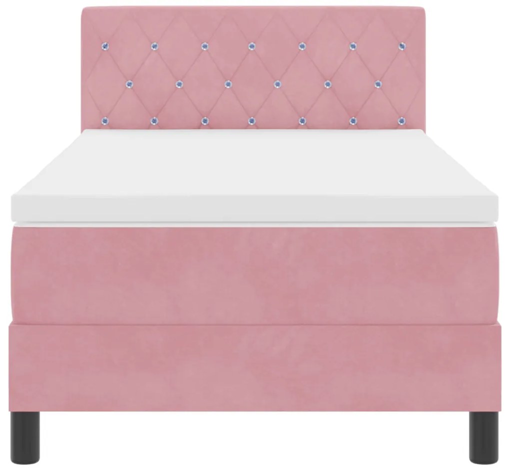 Box Spring Ágy Matraccal Rózsaszín 90x200 cm Bársony