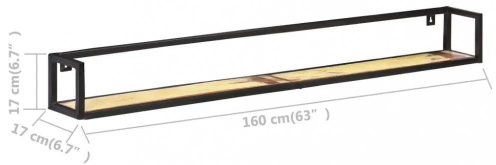 2 db tömör újrahasznosított fa fali polc 160 cm