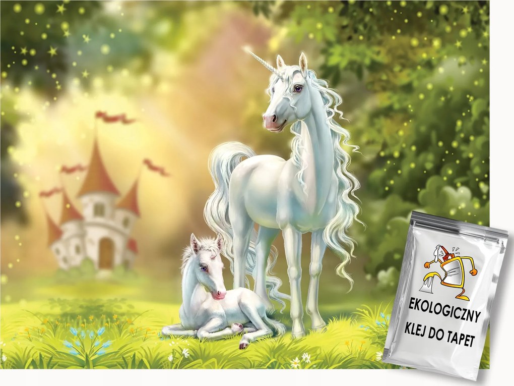 Fotótapéta Flizelina Gyerekek Erdő Kastély Unikornis Mágia Mese 200x140 ragasztó