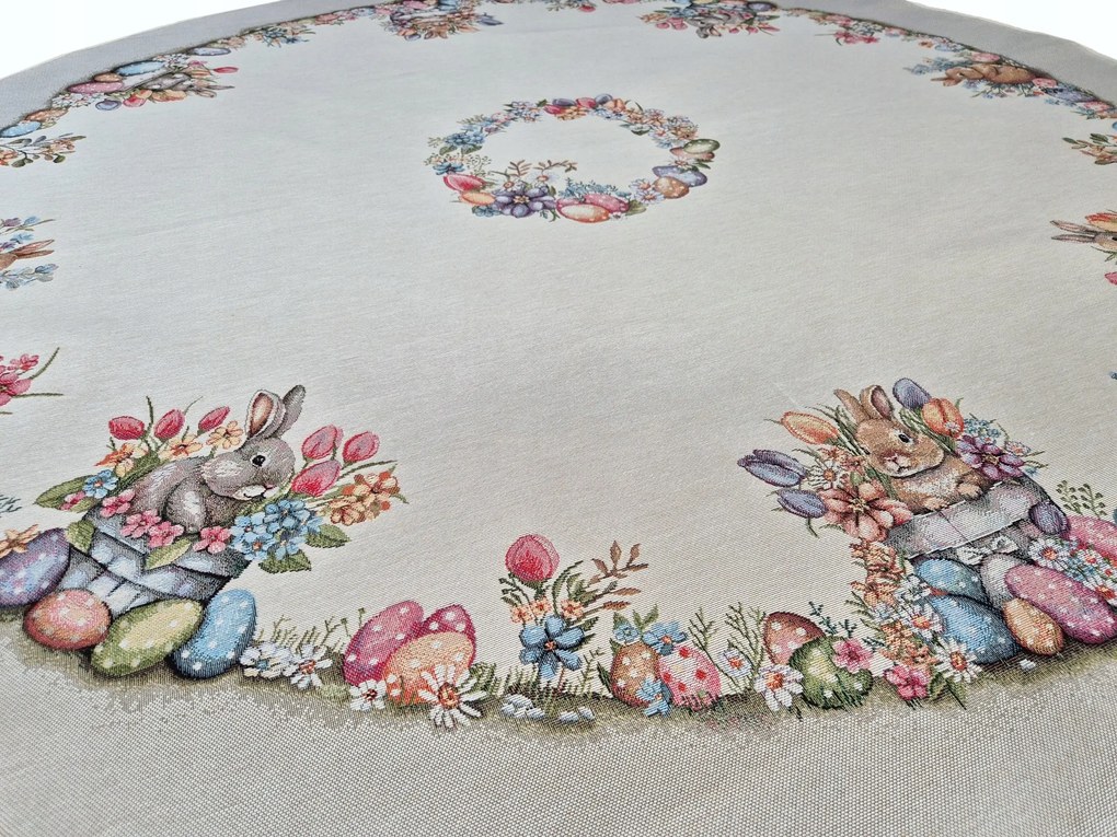 140 cm Abrosz Húsvéti kerek gobelin asztal vastag anyag