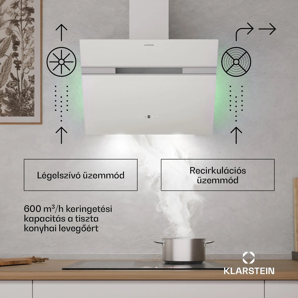Klarstein Alina páraelszívó, 60 cm, Okos, 600 m³/h, Csendes, EEK A