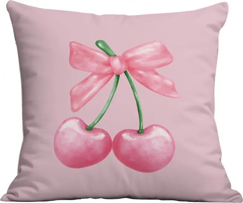 Párnahuzat CHERRIES 45x45 cm, rózsaszín