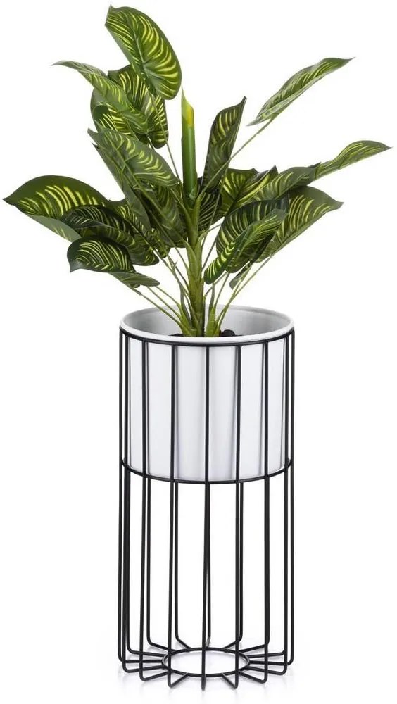 Fém virágcserép LOFT 42x20 cm fekete/fehér