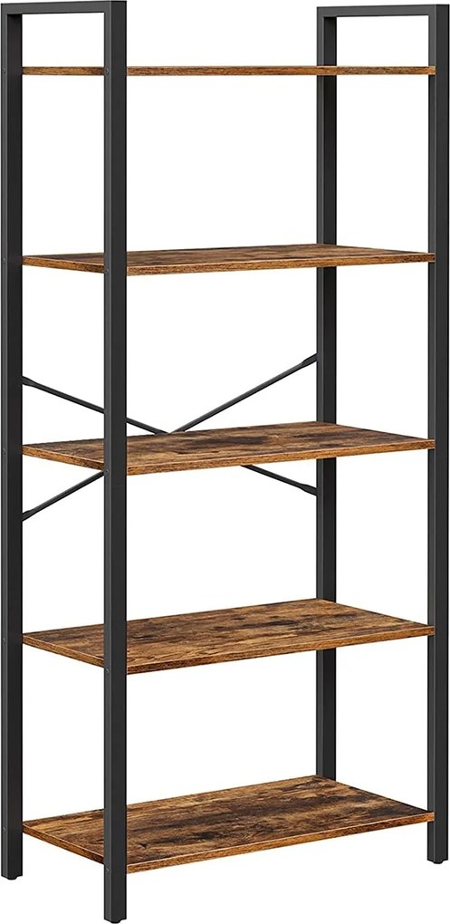 Könyvespolc, 5 szintes tároló polc 66 x 30 x 153 cm, barna