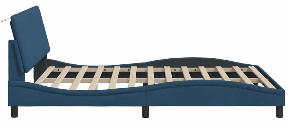 kék szövet ágykeret matrac nélkül Hanko 160 x 200 cm