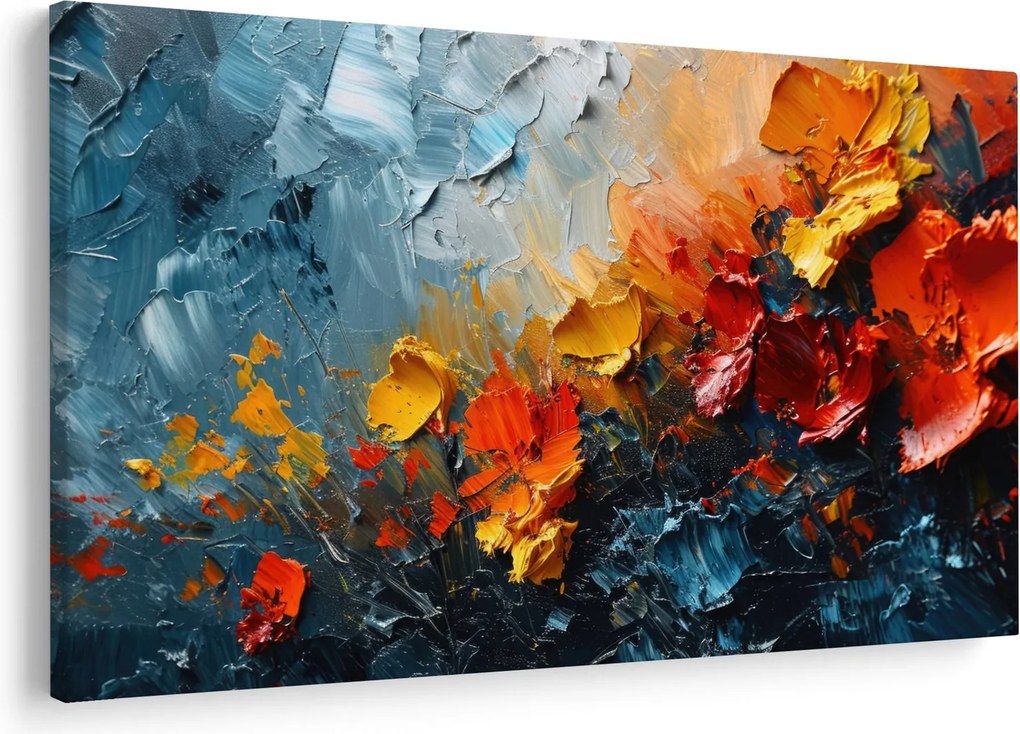 Kép - Virágok absztrakt festménye III. (90x60 cm)