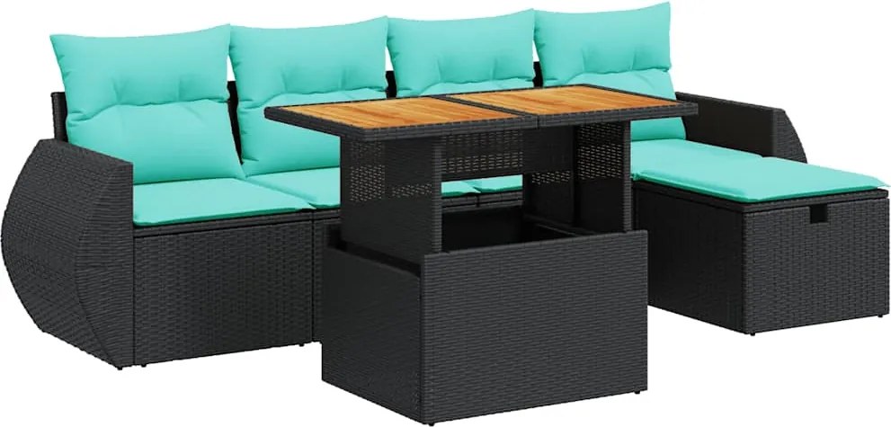 vidaXL 6 részes barna polyrattan akácfa kerti ülőgarnitúra párnával