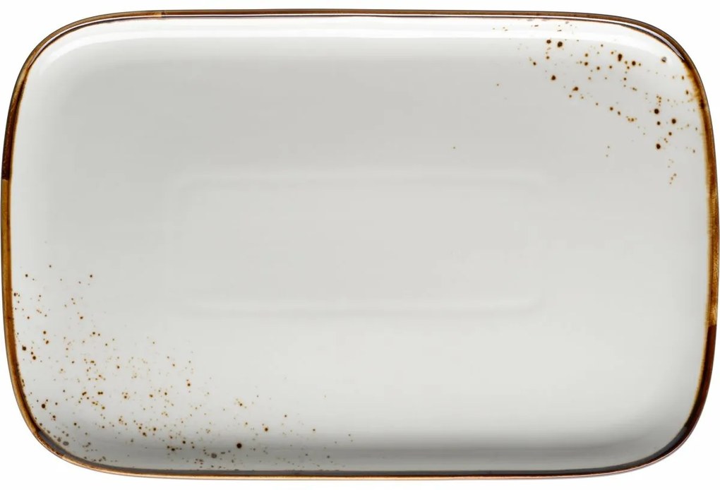 Mäser Téglalap alakú tálca Pintar White barnapöttyös 30 x 20 x 2 cm, L