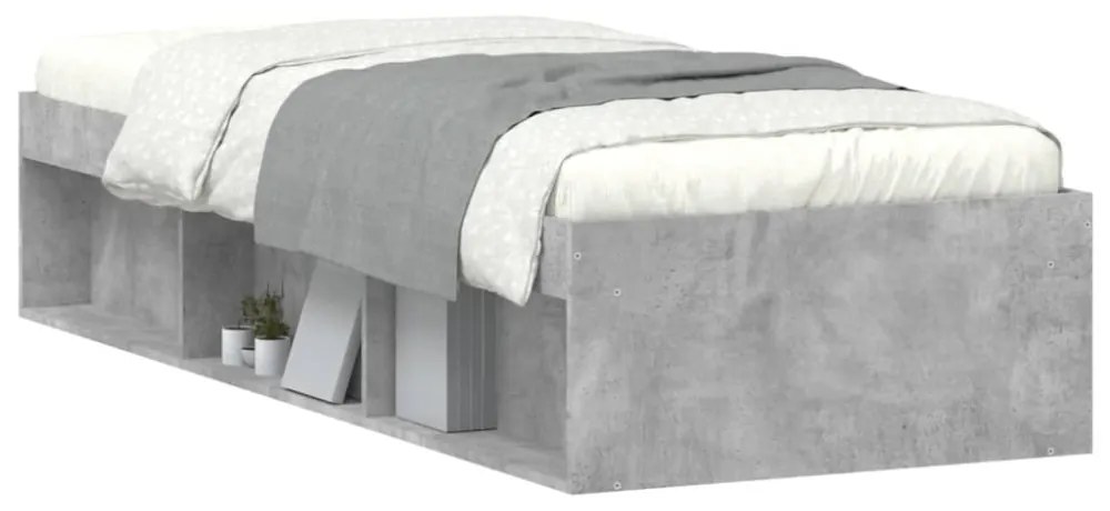 betonszürke kisméretű egyszemélyes ágykeret 75 x 190 cm