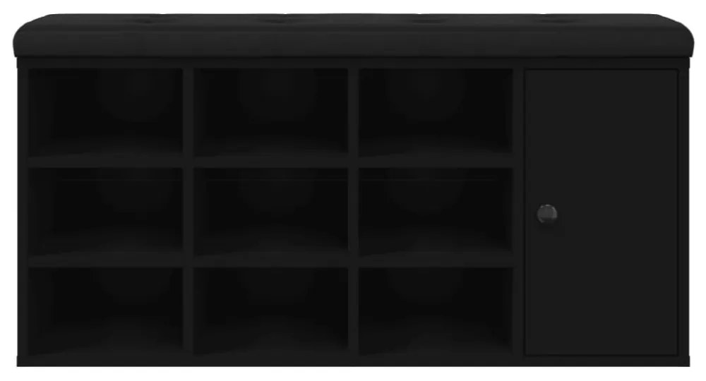 fekete szerelt fa cipőtároló pad 102 x 32 x 50 cm