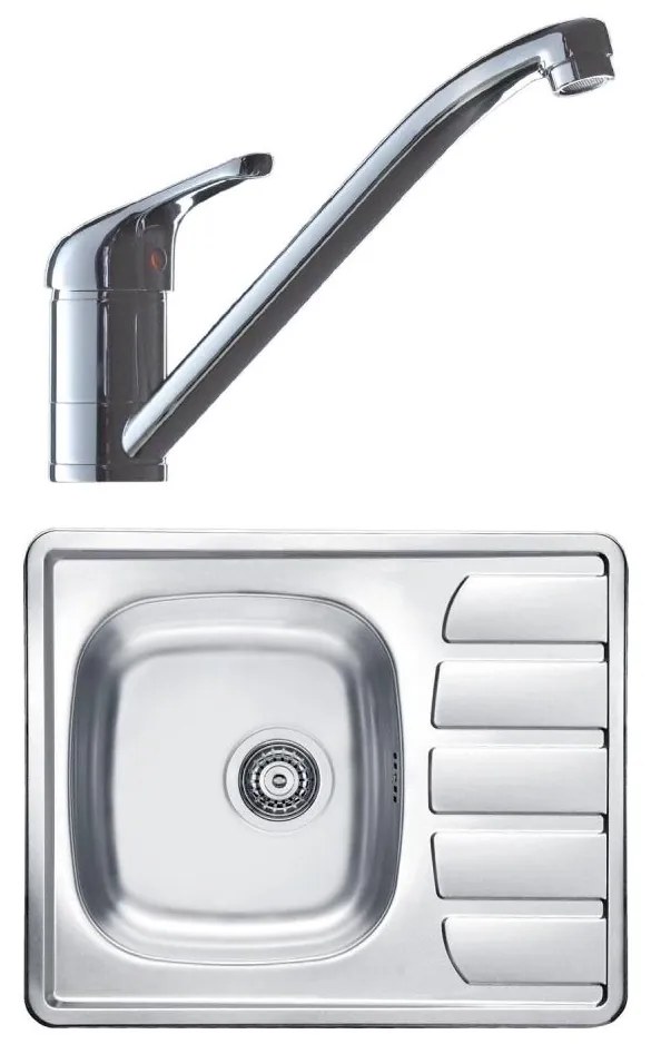 ALVEUS SETA265 - Konyhai mosogató ZOOM+mosogató csaptelep RIVIERA 14,8 cm szatén/króm