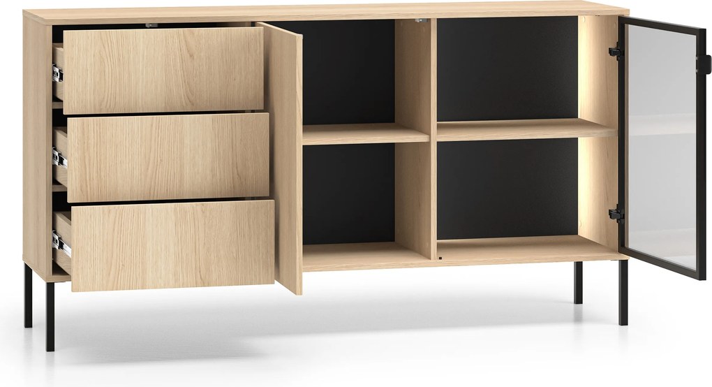 Harmona komód 160 cm fiókokkal és világítással - lindberg tölgy