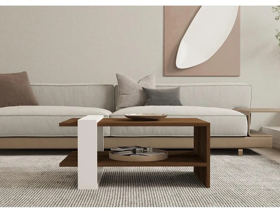 Dohányzóasztal Gaye - Walnut, White