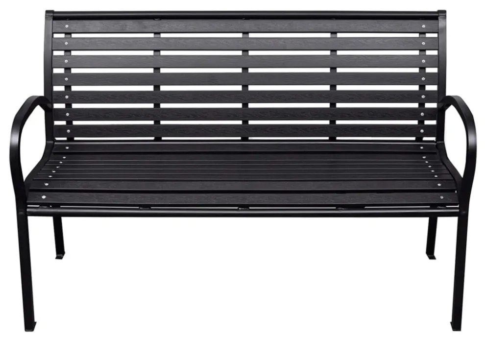 fekete acél és WPC kerti pad 116 cm