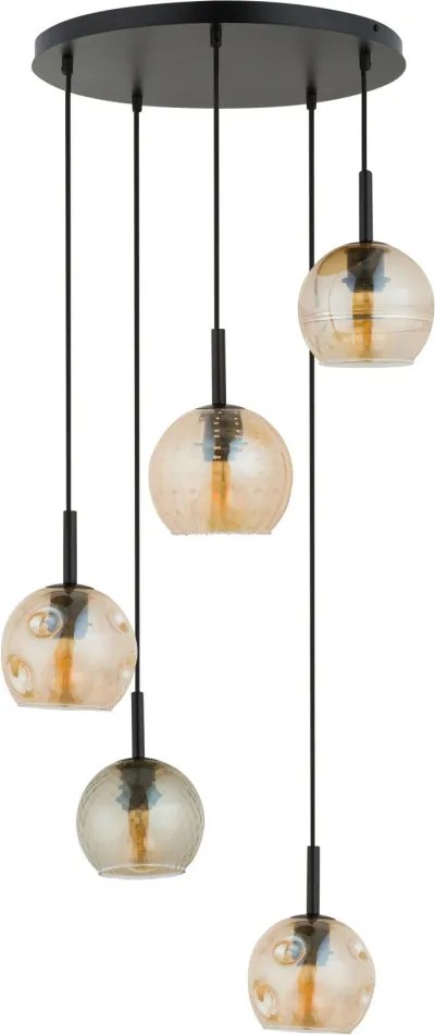 SIGMA LIGHTING 32183 COMO Többágú Függesztett Lámpa Borostyán, Fekete E27 IP20