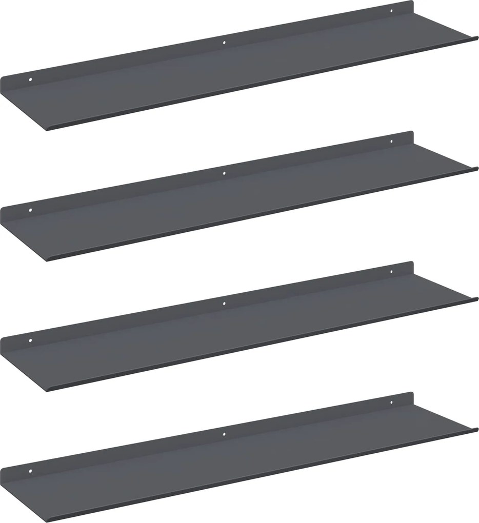 vidaXL Lebegő polc 4 pcs Antracit 80 x 18 x 2,5 cm Acél