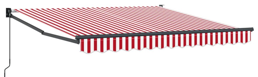 Manuális Behúzható Napellenző Piros és Fehér Csík 300x250 cm