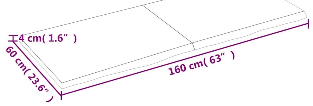 világosbarna kezelt tömör fa fürdőszobai pult 160x60x(2-4) cm