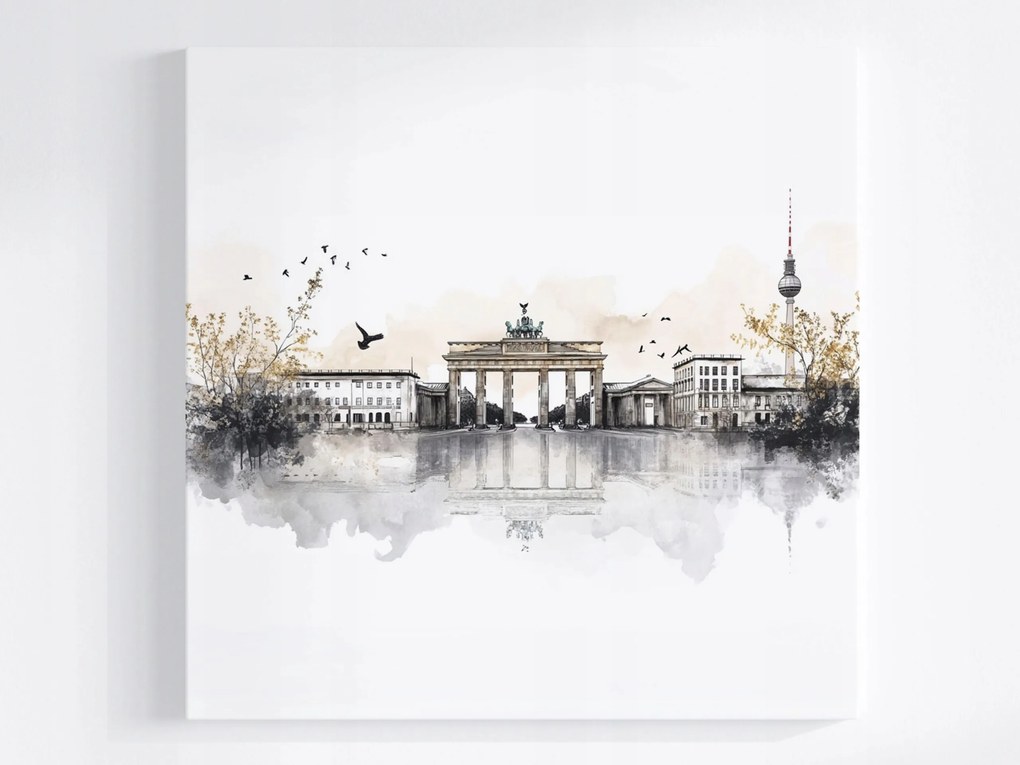 Poszter Város Panoráma Berlin Kapu Torony Tv Vázlat 80x80