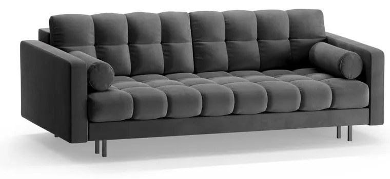 Sötétszürke bársony kinyitható tárolóhelyes kanapé 222 cm Bali – Cosmopolitan Design