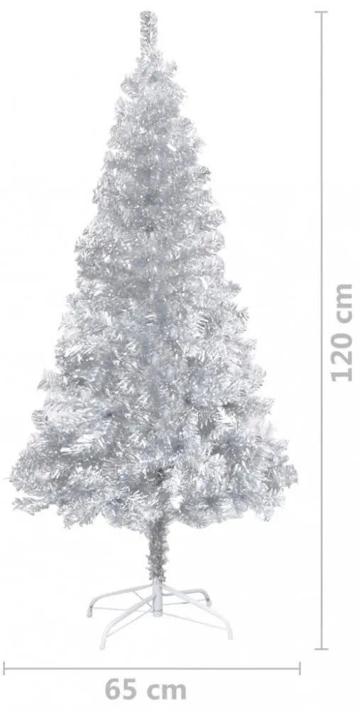 ezüstszínű PET műkarácsonyfa állvánnyal 120 cm