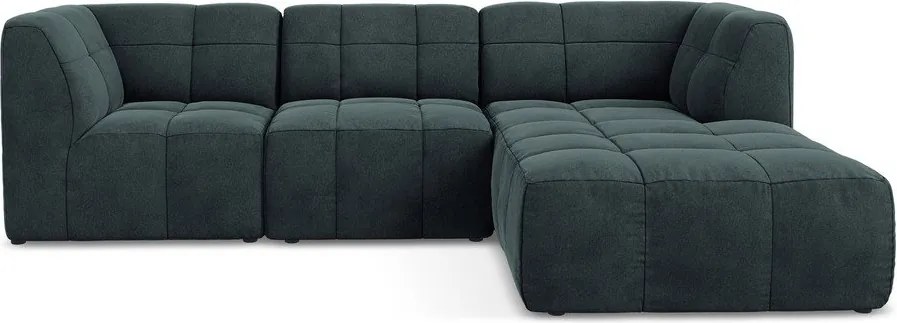 Kék bársony sarokkanapé (jobb oldali-heverő résszel) Aloha – Makamii