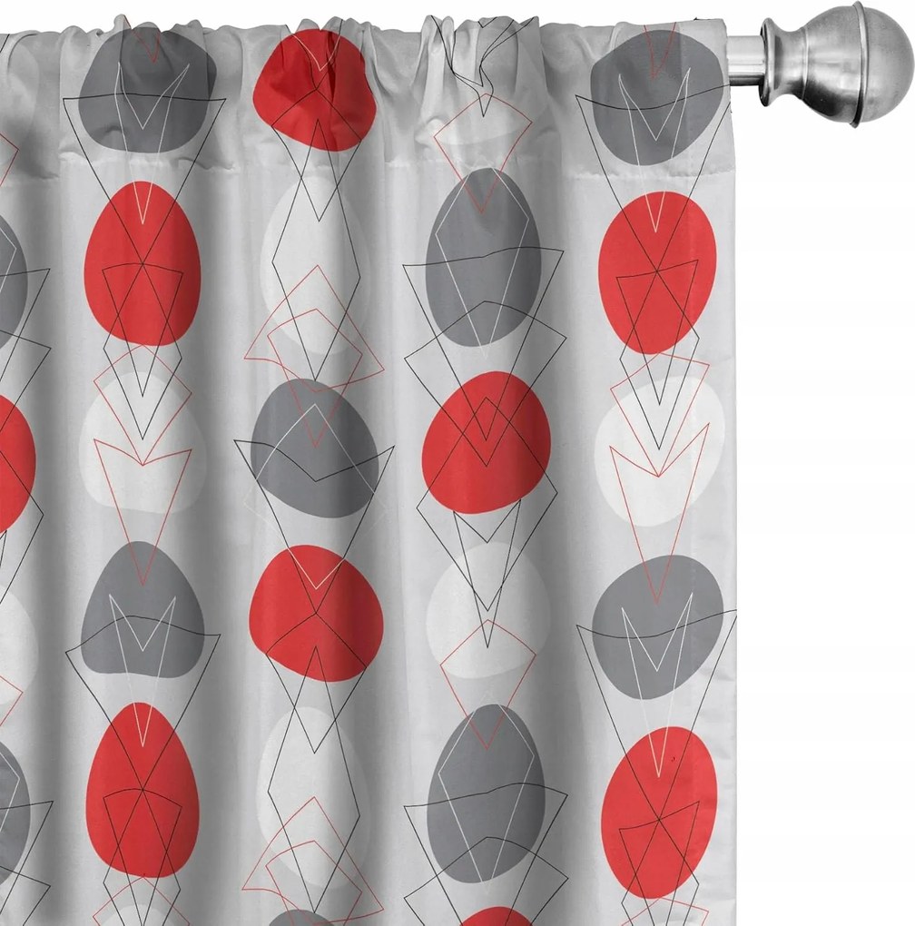 Abakuhaus 2 paneles geometrikus függöny szett 150×225 cm szürke/piros