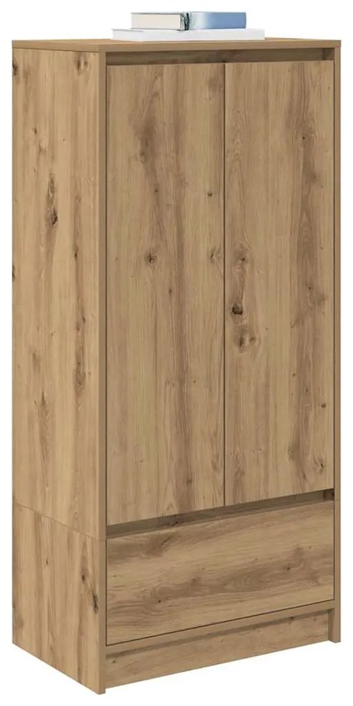 kézműves tölgy szerelt fa szekrény fiókkal 55,5x34x119,5 cm