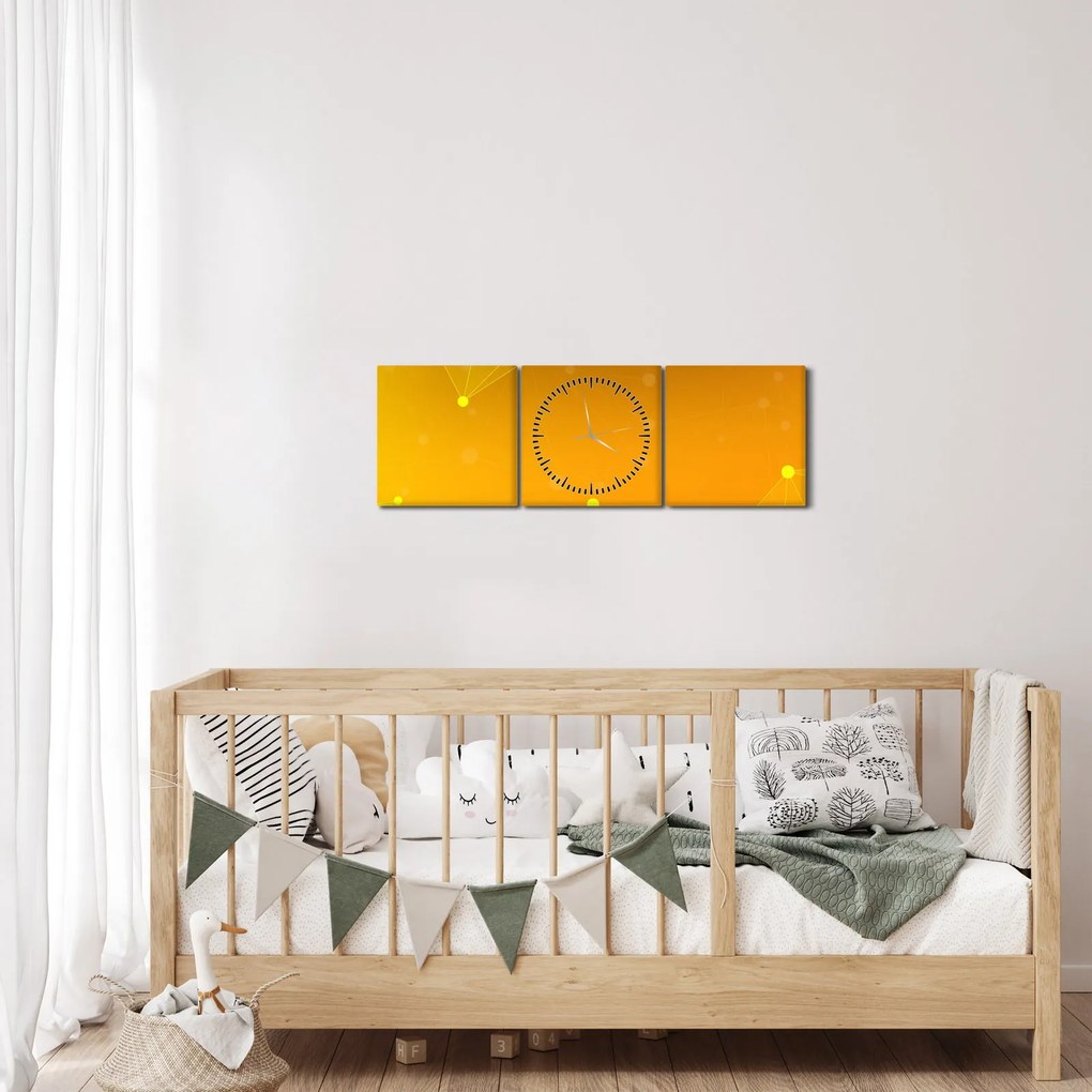Absztrakt sárga kép (órával) (90x30 cm)