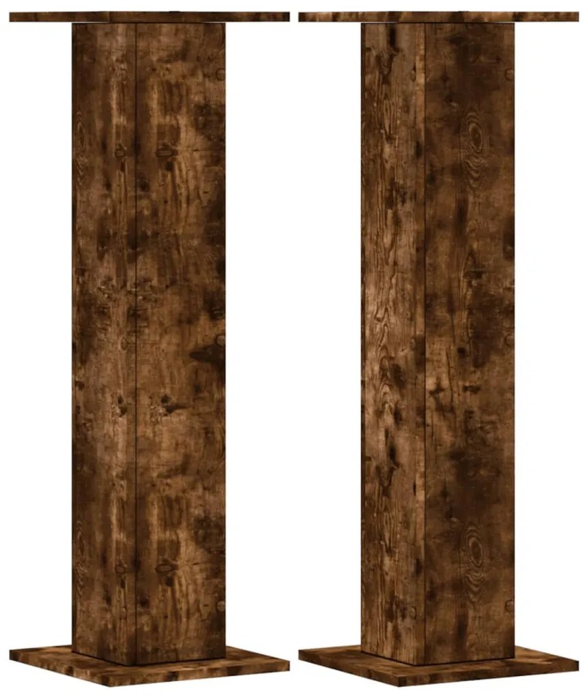2 db füstös tölgy szerelt fa növénytartó állvány 30x30x95 cm