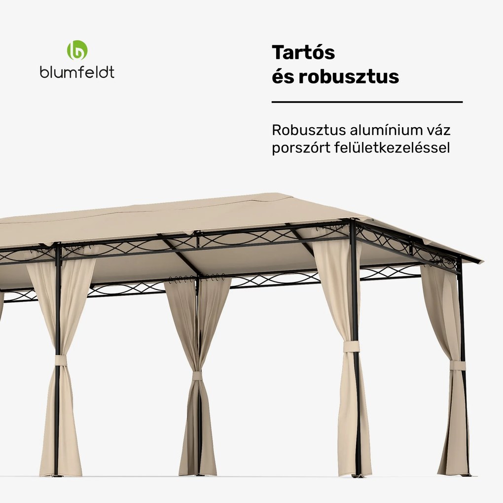 Blumfeldt Mondo 3x6 pavilon fémkerettel és 4 oldalfallal